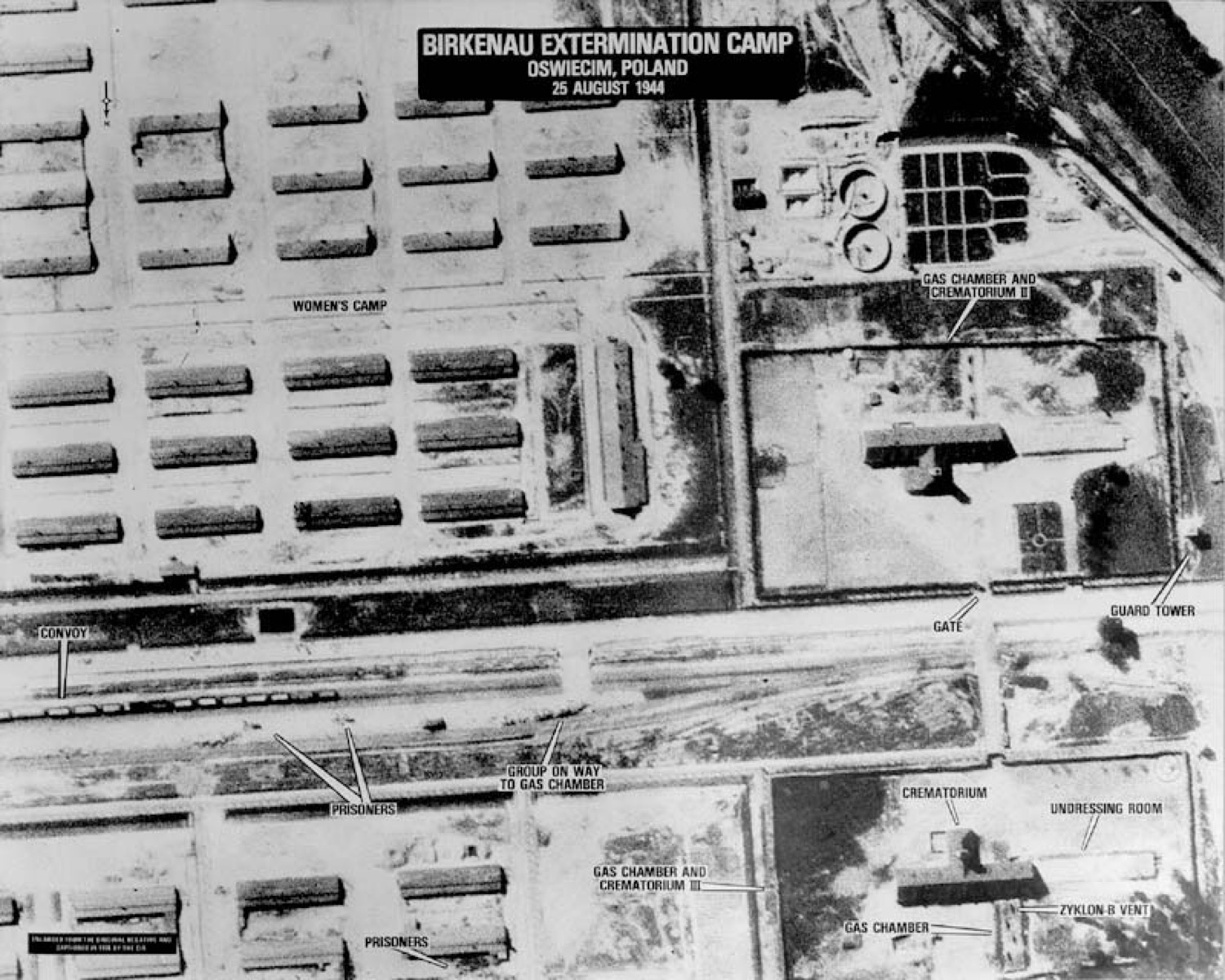 Allied aerial reconnaissance photograph of Auschwitz-Birkenau, 25 August 1944