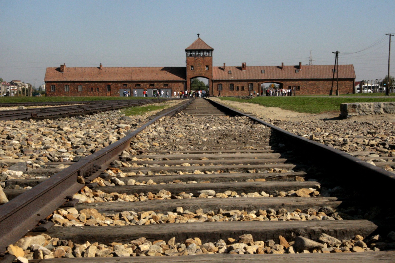 Rail line running through the Birkenau guardhouse, the Gate of Death