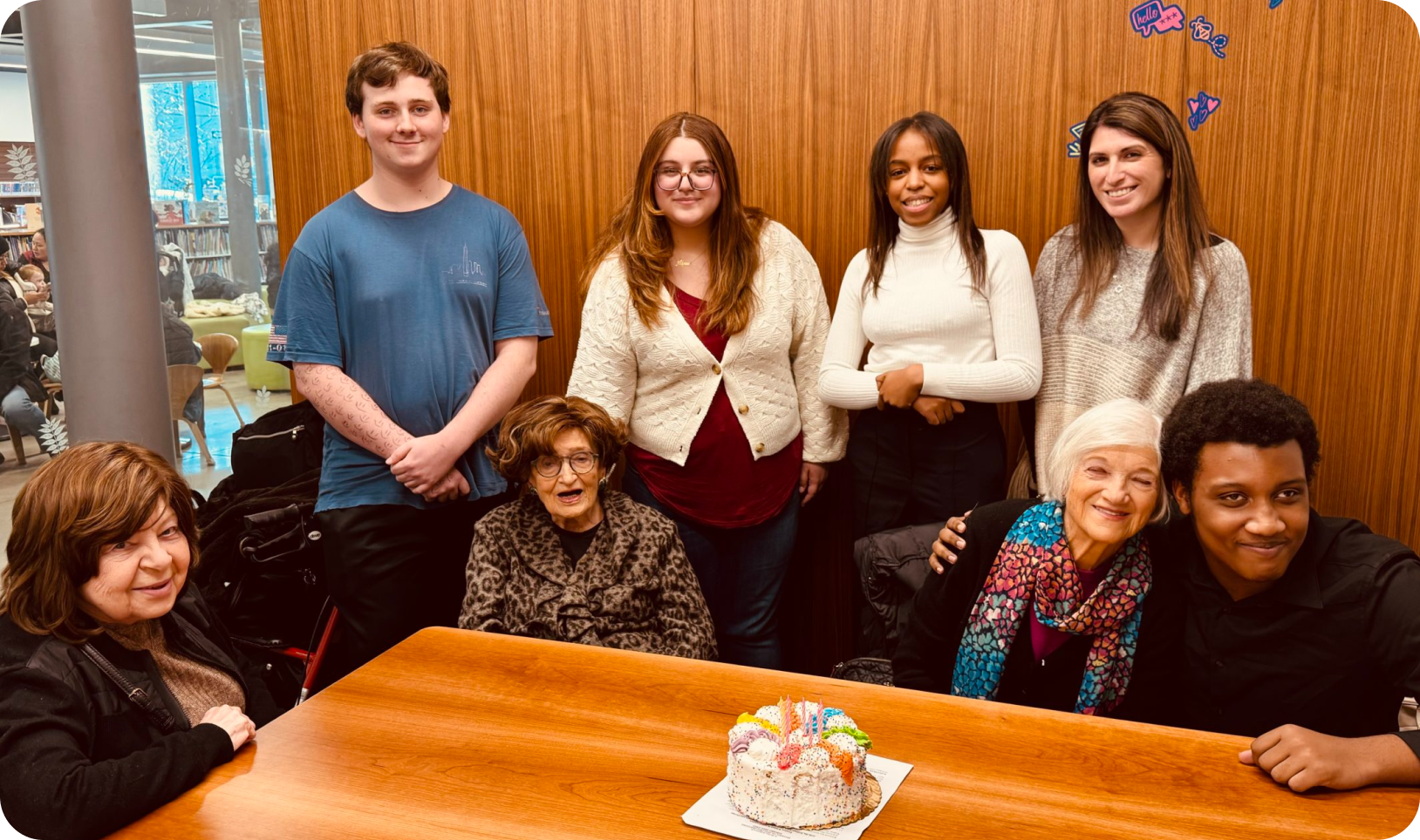 Students with Holocaust survivors at Williamsburg High School